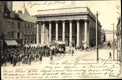 Ak Dijon Côte d'Or, Le Theatre, Straßenbahn
