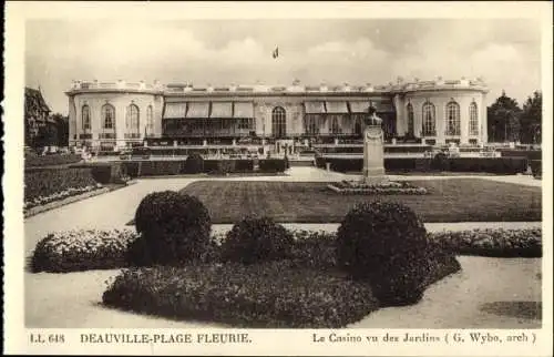Ak Deauville La Plage Fleurie Calvados, Le Casino vu des Jardins