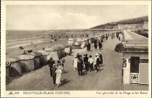 Ak Deauville La Plage Fleurie Calvados, La Plage et les Bains