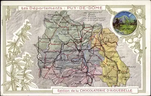 Landkarten Ak Puy-de-Dôme, Edition de la Chocolaterie d'Aiguebelle