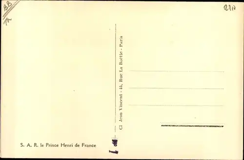 Ak S.A.R. le Prince Henri de France, Stecknadel