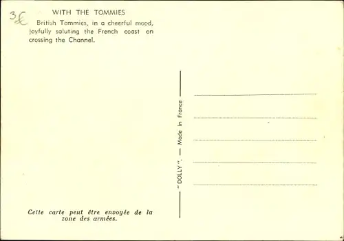 Ak With the Tommies, saluting the French coast on crossing the Channel, II. WK