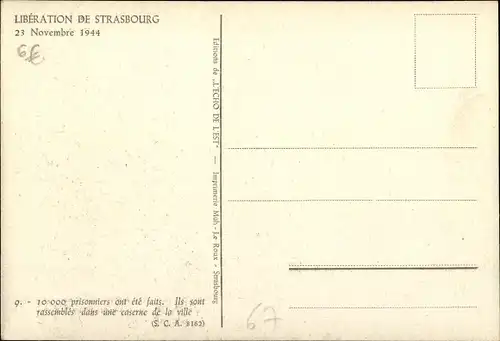 Ak Strasbourg Straßburg Elsass Bas Rhin, Libération 23.11.1944, Prisonniers, Kriegsgefangene, II. WK