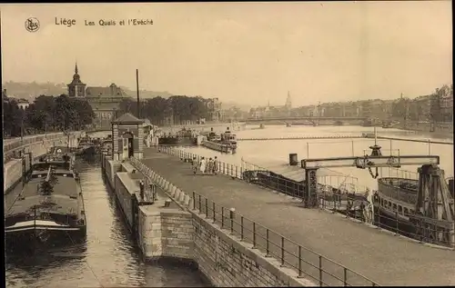 Ak Liège Lüttich Wallonien, Les Quais et l'Eveche