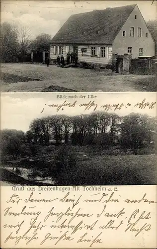 Ak Alt Tochheim Breitenhagen Barby im Salzlandkreis, Haus, Blick zur Elbe