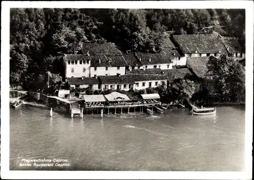 Ak Caprino Lugano Kanton Tessin, Ancien Restaurant, Fliegeraufnahme