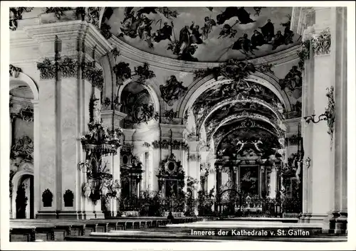 Ak Sankt Gallen Stadt Schweiz, Inneres der Kathedrale