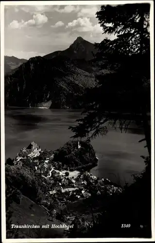 Ak Traunkirchen am Traunsee Oberösterreich, Teilansicht mit Hochkogel