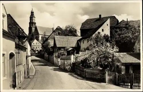 Ak Kamenz in Sachsen, Pulsnitzer Straße mit Hauptkirche