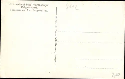 Ak Göppersdorf Burgstädt in Sachsen, Obstweinschänke Plantagengut