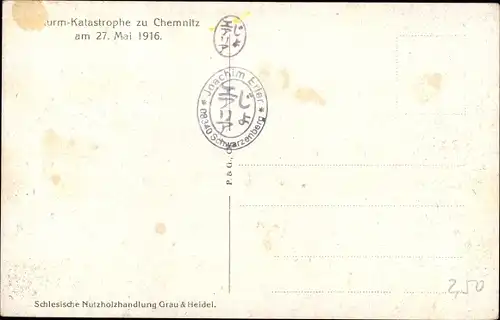 Ak Chemnitz in Sachsen, Zerstörte Gebäude, Sturmkatastrophe 1916