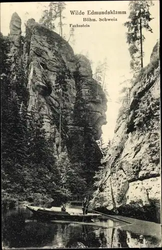 Ak Hřensko Herrnskretschen Elbe Region Aussig, Edmundsklamm, Fuchsstein