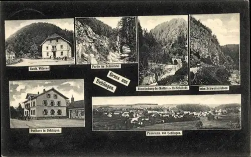 Ak Uehlingen Ühlingen Birkendorf im Schwarzwald, Panorama, Gasthaus, Schwedenfelsen