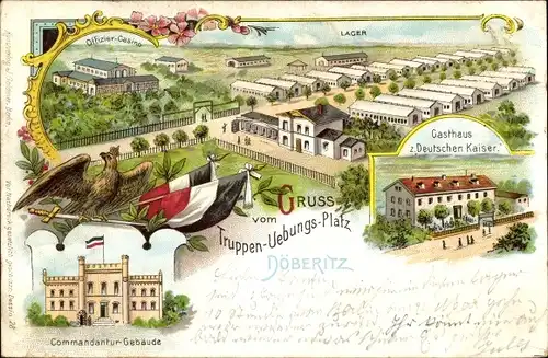 Litho Dallgow Döberitz im Havelland, Truppenübungsplatz, Kommandanturgebäude, Gasthaus