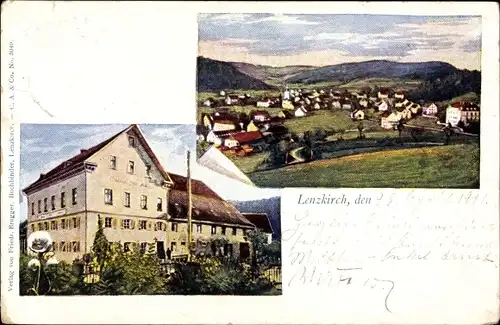 Ak Lenzkirch im Schwarzwald, Panorama, Gasthof