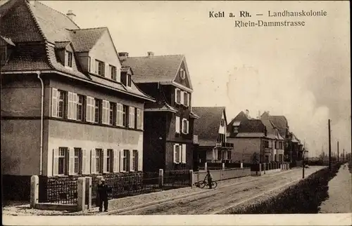 Ak Kehl am Rhein, Landhauskolonie, Rheindammstraße