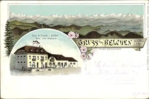 Litho Aitern im Schwarzwald Baden, Badischer Belchen, Belchenhotel