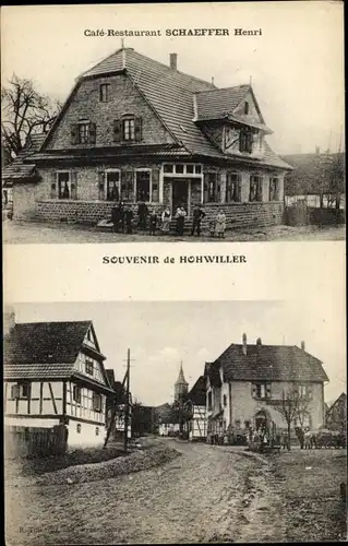 Ak Hohwiller Hohweiler Soultz sous Forêts Sulz unterm Wald Elsass Bas Rhin, Cafe Schaeffer Henri