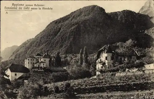 Ak Appiano sulla Strada del Vino Eppan an der Weinstraße Südtirol, Pensione de Lutz verso la Mendola