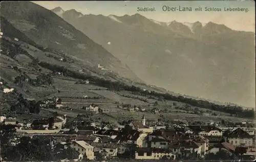 Ak Oberlana Lana Südtirol, Blick auf den Ort mit Schloss Lebenberg