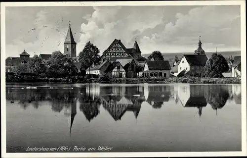 Ak Leutershausen an der Altmühl Mittelfranken, Partie am Weiher