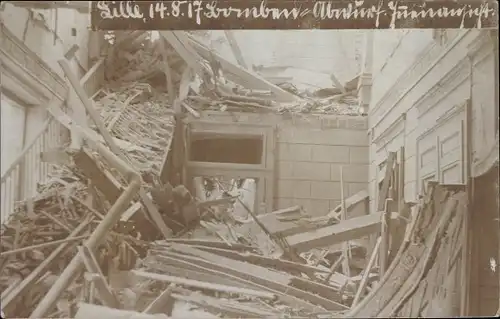 Foto Ak Lille Nord, Zerstörtes Gebäude, I. WK