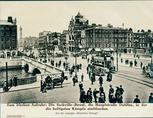 Foto Dublin Irland, Sackville Street, O'Connell Street, Schauplatz der Aufstände, Straßenbahn