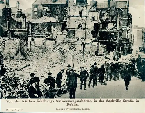 Foto Dublin Irland, Sackville Street, O'Connell Street, Aufräumungsarbeiten nach der Erhebung
