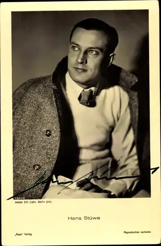 Ak Schauspieler Hans Stüwe, Portrait, Autogramm