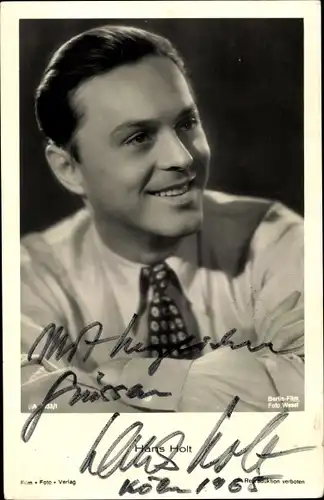 Ak Schauspieler Hans Holt, Portrait, Autogramm