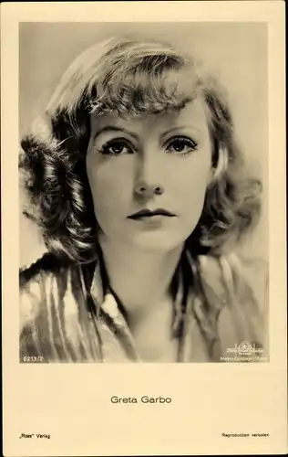 Ak Schauspielerin Greta Garbo, Portrait, Ross Verlag 6213/2