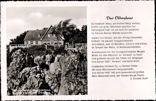 Ak Königswinter am Rhein, Oelberg, Ölberghaus, Felspartie und Berggasthaus, Gedicht