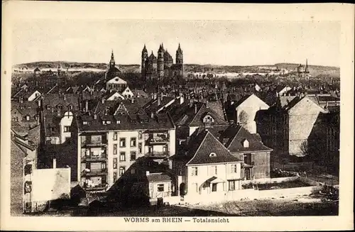 Ak Worms am Rhein, Totalansicht