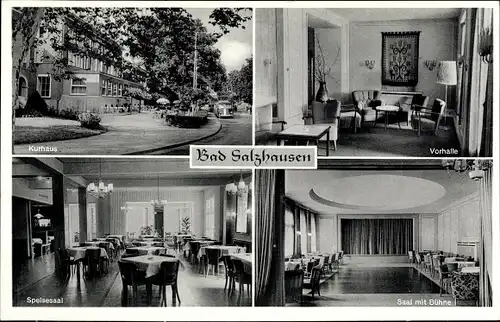 Ak Bad Salzhausen Nidda in Hessen, Kurhaus, Außenansicht, Saal, Vorhalle, Speisesaal