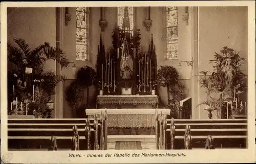 Ak Werl in Westfalen, Inneres der Kapelle des Mariannen-Hospitals, Altar