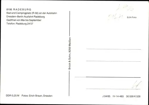 Ak Radeburg in Sachsen, Stausee Radeburg, Campingplatz, See, Rutsche