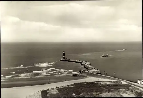 Ak Ostseebad Warnemünde Rostock, Blick auf Mole, Schiff