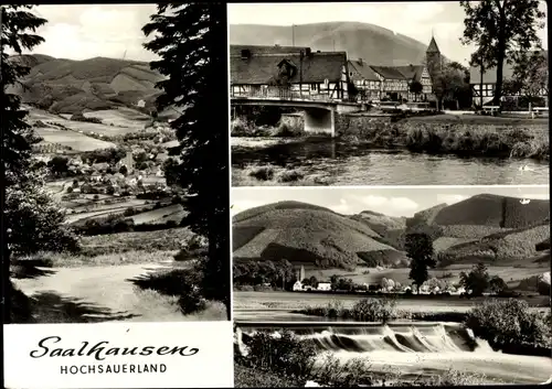 Ak Saalhausen Lennestadt im Sauerland, Panorama, Brücke