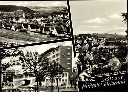 Ak Hüttental Weidenau Siegen Westfalen, Haardterberg, evg. Kirche, Wilhelmstraße, Blick v. Giersberg