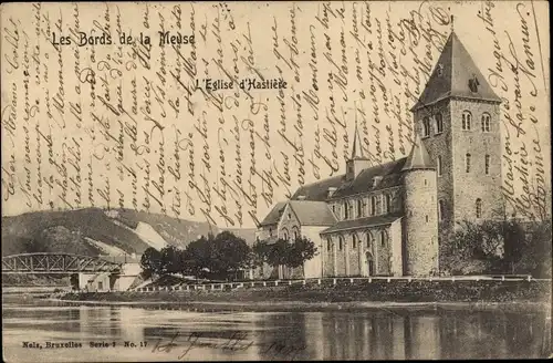 Ak Hastière Wallonien Namur, Les Bords de la Meuse, l'Eglise