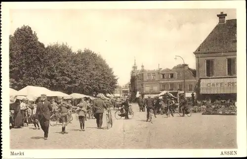 Ak Assen Drenthe Niederlande, Markt