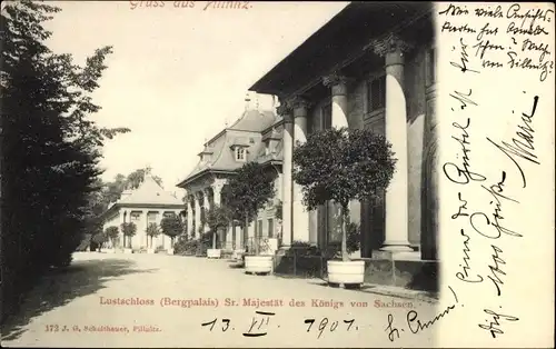 Ak Dresden Pillnitz, Lustschloss ( Bergpalais) seiner Majestät des Königs von Sachsen, Außenansicht