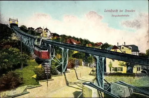 Ak Dresden Loschwitz, Bergschwebebahn, Teilansicht des Ortes