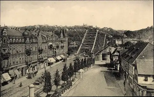 Ak Dresden Blasewitz, Schillerplatz, Brücke, Kutsche, Geschäfte