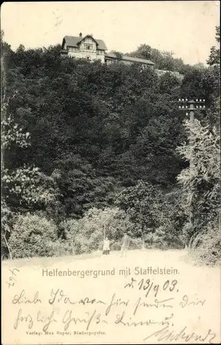 Ak Dresden Niederpoyritz, Helfenbergergrund mit Staffelstein