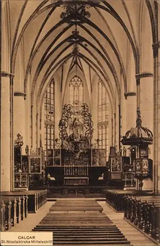 Ak Kalkar am Niederrhein, St. Nicolaikirche, Mittelschiff, Kanzel, Altar