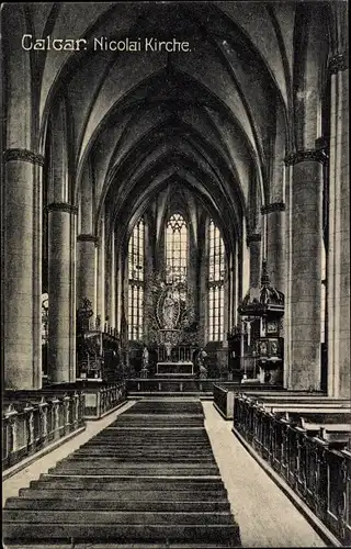 Ak Kalkar am Niederrhein, St. Nicolaikirche, Mittelschiff, Kanzel, Altar