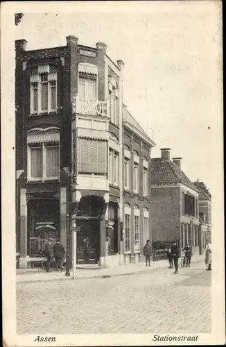 Ak Assen Drenthe Niederlande, Stationstraat