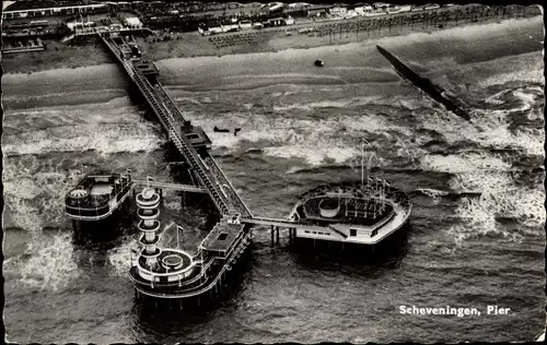 Ak Scheveningen Den Haag Südholland, Pier, Luftbild