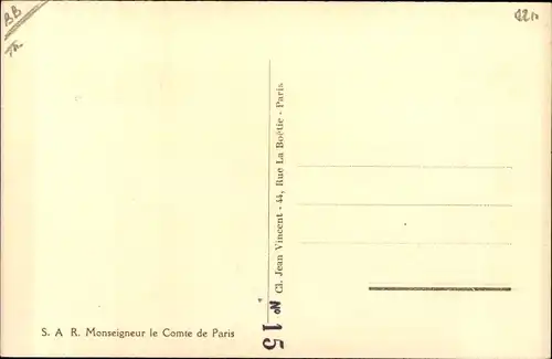 Ak Monseigneur le Comte de Paris, Französischer Adel